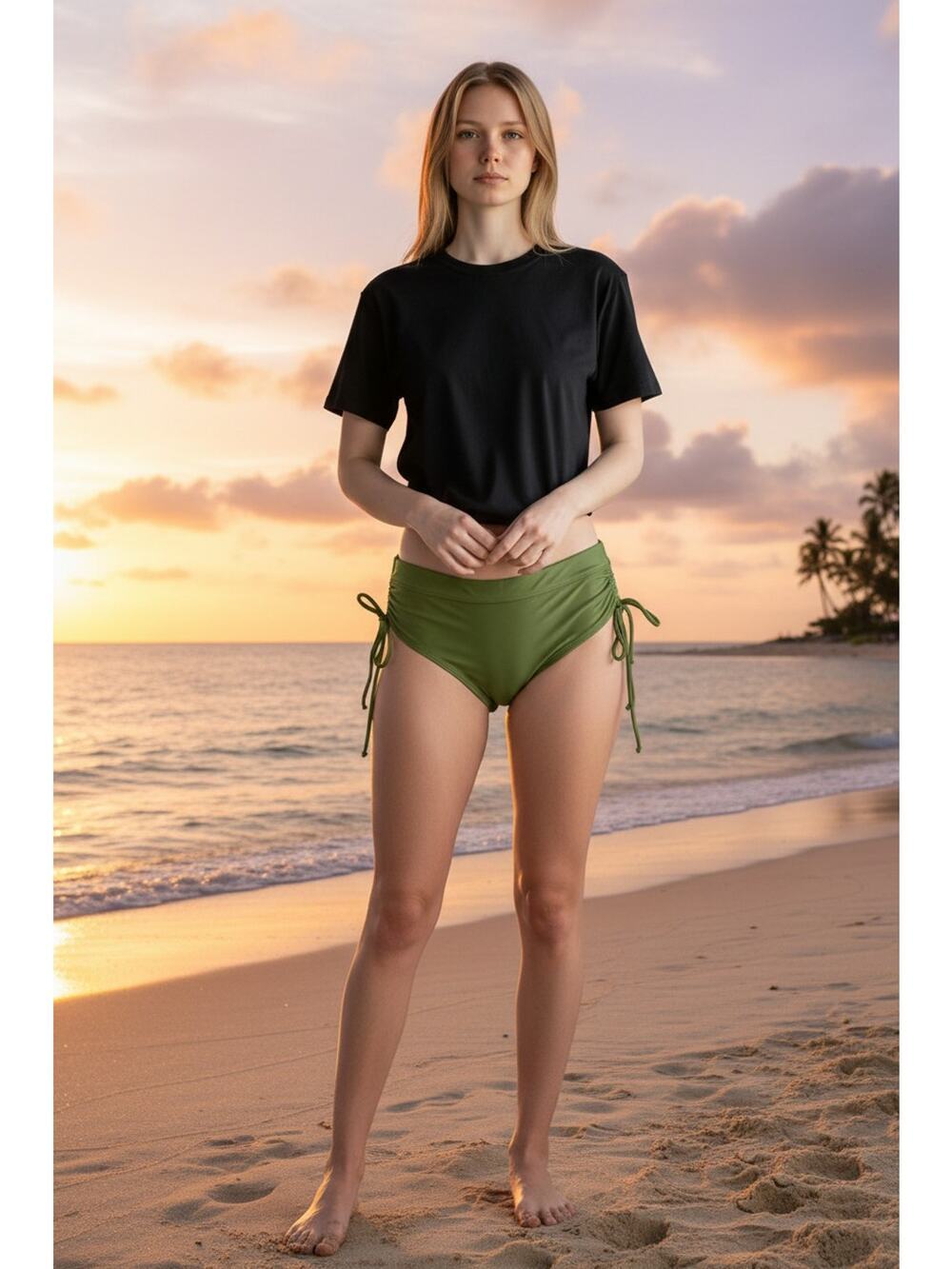 NWT TA3 Cinchy Bikini Bottom Martini Olive Green Bikini Swim Bottoms Size 2X